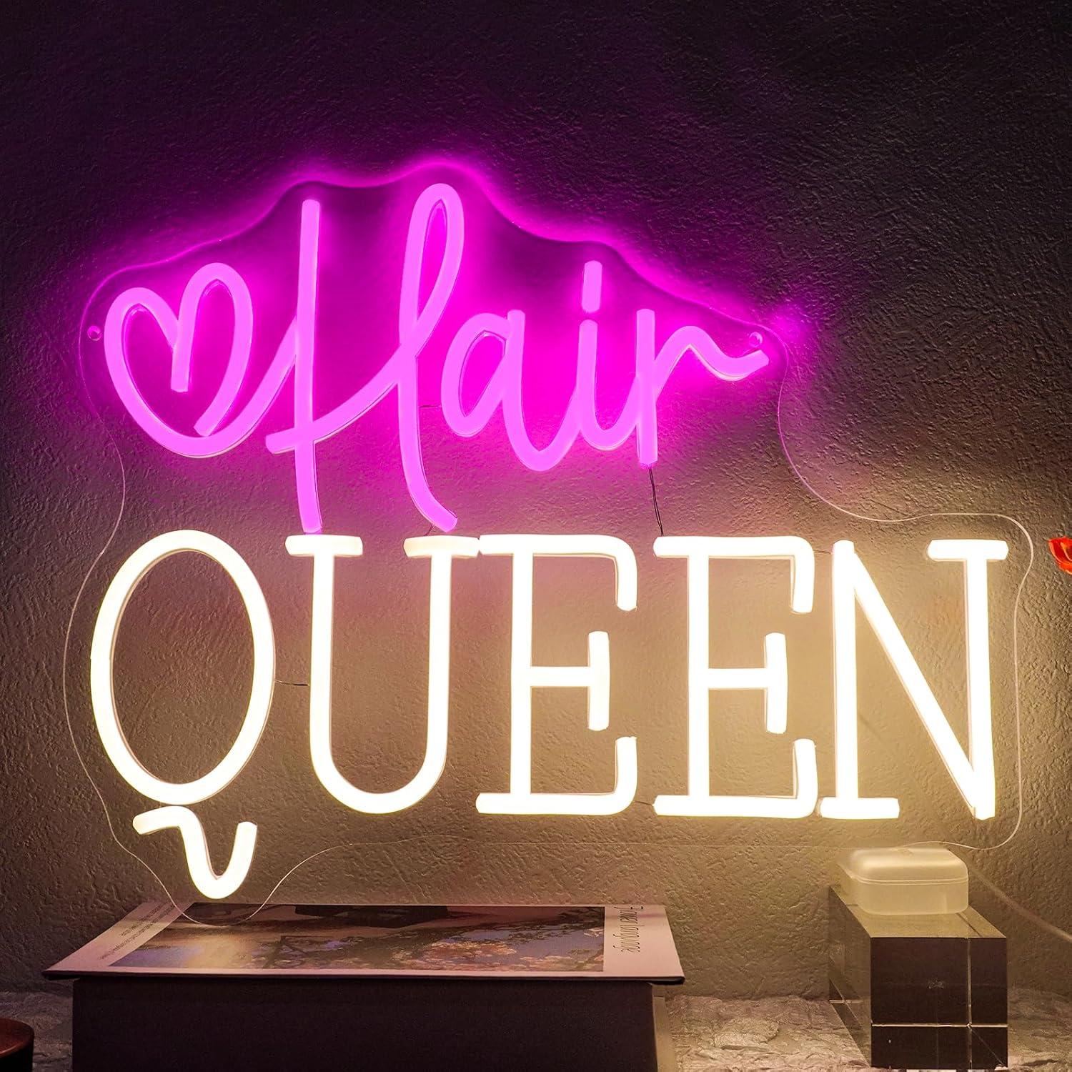 Beauty Queen Makeup Studio - Hair Queen Neon Sign Dimmable Barber