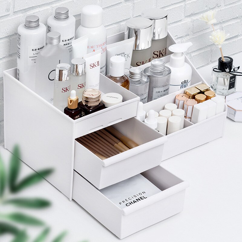 1PC White Plastic Makeup Stora - Beauty Makeup Desk recension och pris