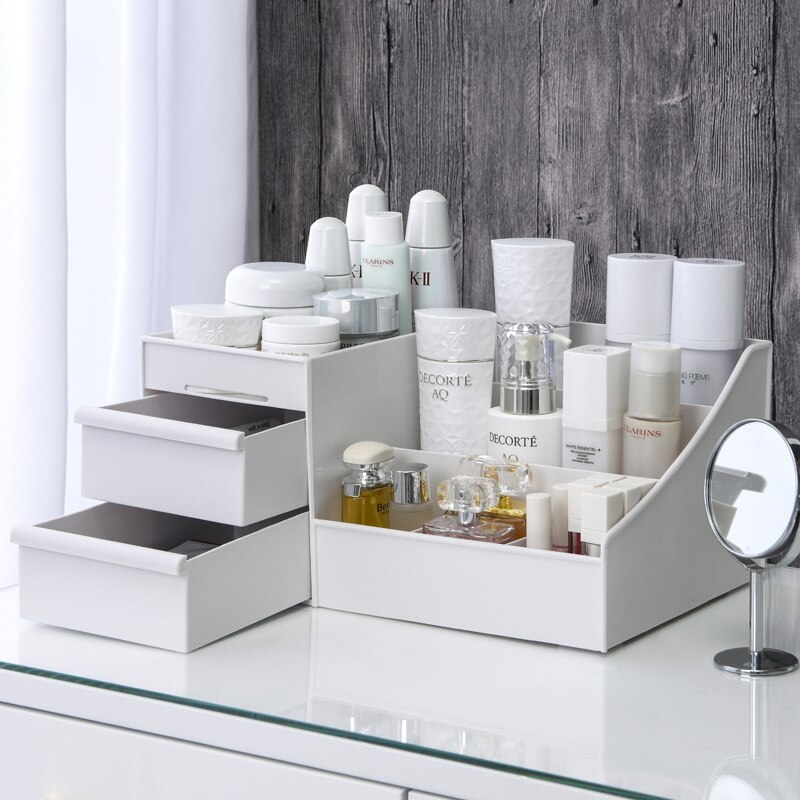 1PC White Plastic Makeup Stora - Beauty Makeup Desk recension och pris