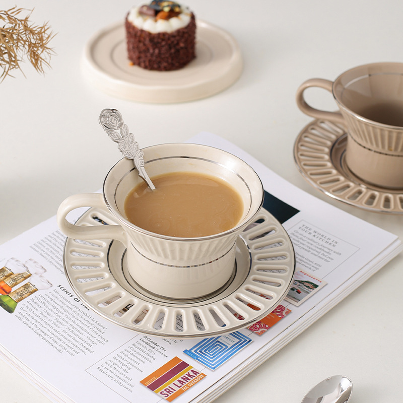 Luxury Ceramic Coffee Cup Dish - Beauty Makeup Desk recension och pris